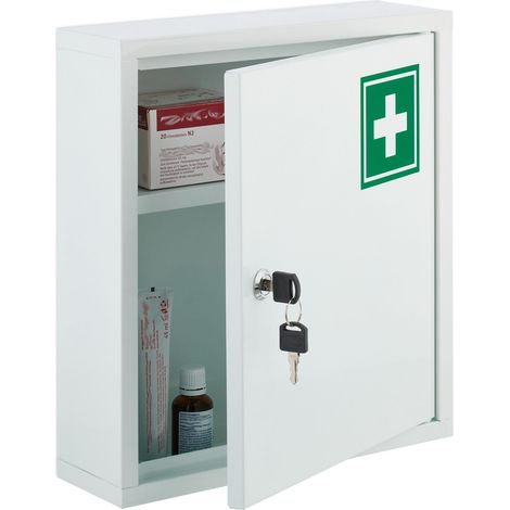 Armoire à pharmacie murale verrouillable sécurité enfants 60 x 30 x 20 cm en métal blanc (1/5)
