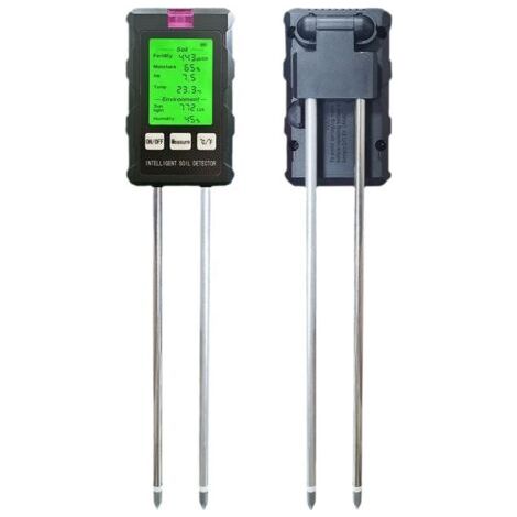 Testeur Humidité Plante, 6 en 1 Hygrometre Plante avec Fertilité du Sol/Humidité/pH/Température/Lumière Solaire/Humidité Ambiante, Humidimètre du Sol pour Jardinage, Agriculture et Plantes d'Extérieur (1/5)