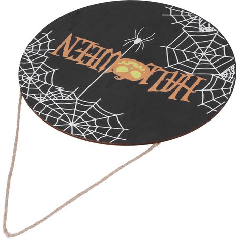 Halloween-Willkommensschild aus Holz mit Spinnennetz-Motiv, dekoratives Wandschild für den Innen- und Außenbereich (ohne Schleife) (1/5)