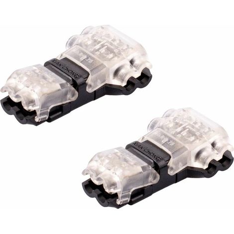 2x connecteur LED 2 broches 10mm à clipser en T raccord bande fil électrique cosse rapide lumière lampe cuisine maison meuble salle de bain (1/2)