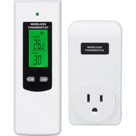 Kabelloses Smart-Thermostat mit automatischer Temperaturerkennung und hintergrundbeleuchtetem LCD-Display, 120-V-US-Stecker