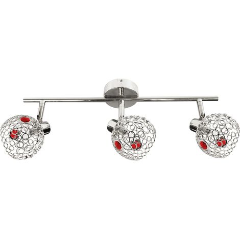 Plafoniera Candellux Aron 3xG9 metallo cristallo rossa cromo (1/2)