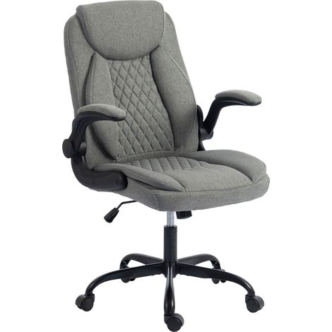 HOMCOM Linen-Look Computer Desk Chair with Thick Cushion, Grey (1/5)