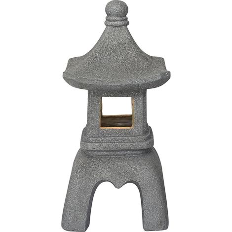 Solarleuchte Kunststoff grau, Pagode Sta tue, IP44, Schalter, inkl. 1 x AAA Ni-Mh
