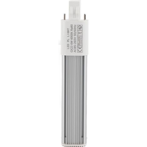 Lampe LED 6W 2 broches GX23 blanc froid, tube horizontal encastré pour luminaire, ampoule compacte à douille. (1/5)