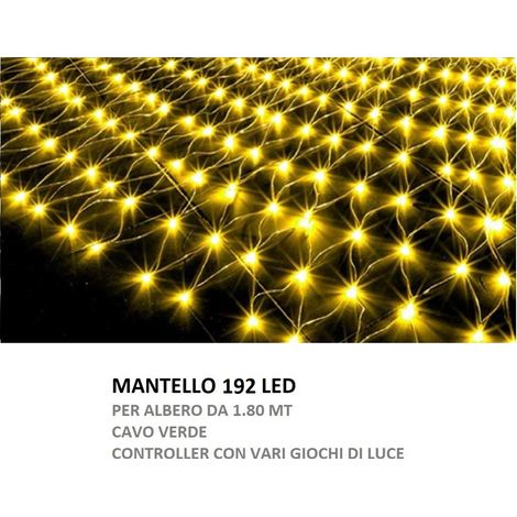 Mantello led per albero di Natale 180cm 198 led rete luminoso filo verde addobbo natalizio luce bianca calda multicolor  Luce Calda (1/3)