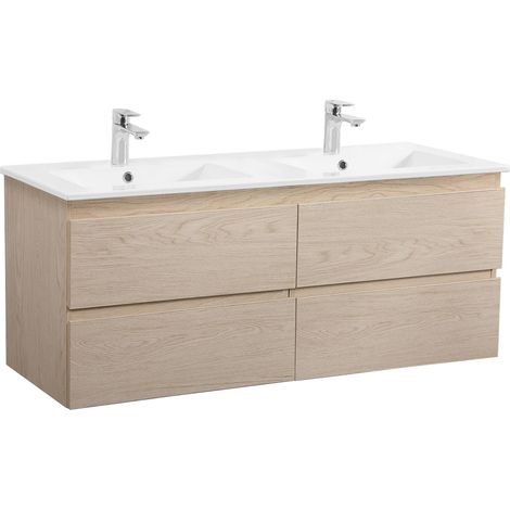 SORRENTO 120 cm Doppelwaschtisch mit Keramikarbeitsplatte