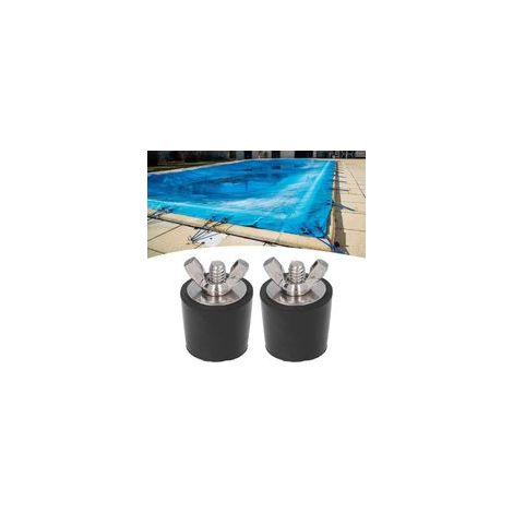 2 Pièces Bouchon Piscine, 25 mm Caoutchouc D'expansion, Métal Boulons D'hivernage Bouchon pour Piscine Hors Sol Retour Tuyau