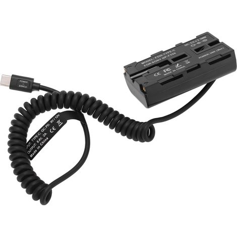 Câble d'alimentation à ressort USB-C vers NP F550, adaptateur secteur factice pour éclairage d'appoint de moniteur (1/5)