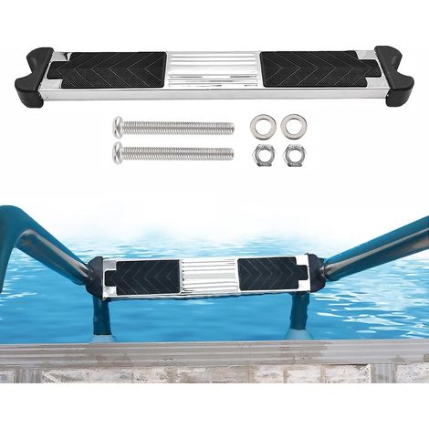 Marchepied de Rechange pour échelle de Piscine en Acier Inoxydable Pédales D'échelle de Piscine avec Rembourrage en Caoutchouc Antidérapant et Vis, Pédale Antidérapante pour Piscine (1/5)