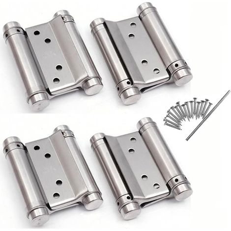 2 Paires de Charnières de Porte Battante de Saloon Café Comptoir Free gate à Double Action en Acier Inoxydable Réglable Parfait à Fermeture Automatique 76mm 3inch (1/5)