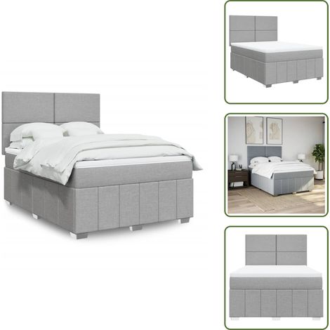 Materasso morbido - vidaXL Giroletto a Molle con Materasso Grigio Chiaro 160x200cm Tessuto - Letto con doghe