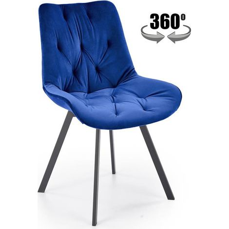 Chaise design rotative avec velours bleu Brino (1/5)