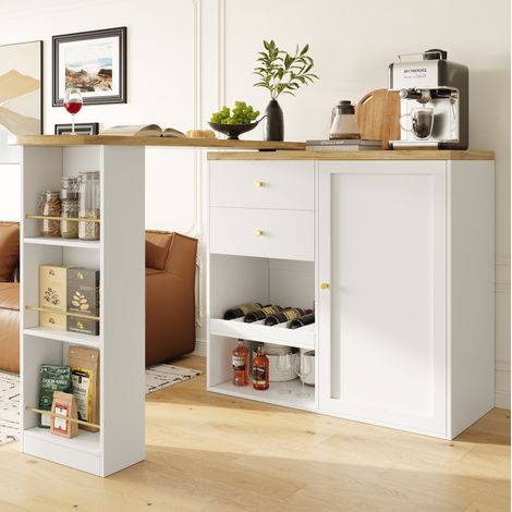 Meuble rangement rotatif 105 cm MDF blanc 4 tiroirs OKMYHOME (1/5)