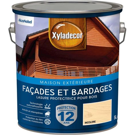 Lasure protectrice pour bois extérieur - Facades et Bardages - aspect satin incolore 5 L - Xyladecor