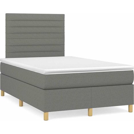 Boxspringbett mit Matratze & LED Dunkelgrau 120x190 cm Stoff