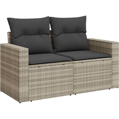 Maison Exclusive - Gartensofa mit Kissen 2-Sitzer Hellgrau Poly R