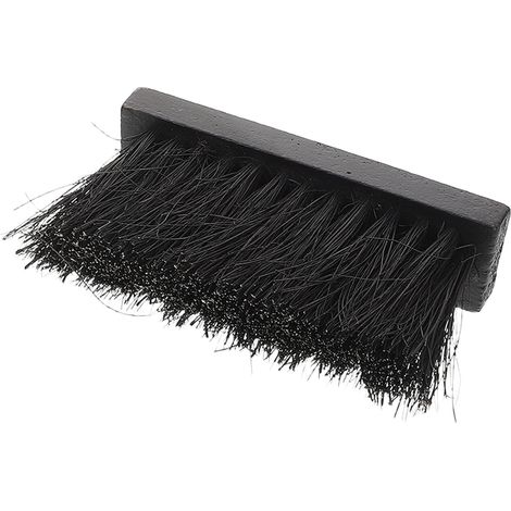 Brosse à cendres pour cheminée avec manche en bois et fibres noires (1/5)