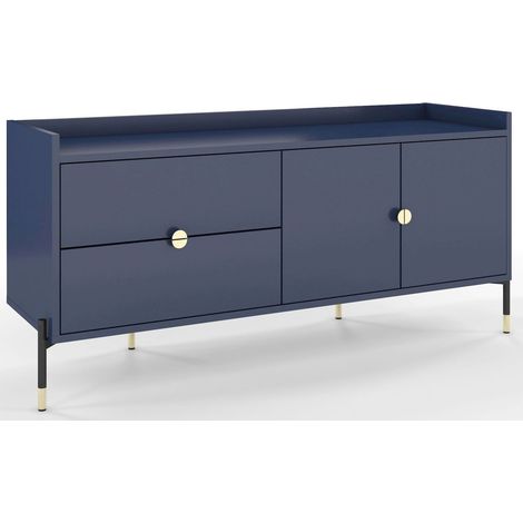 Meuble télévision Iga 142 x 42 x 66 cm Bois - Bleu (1/5)