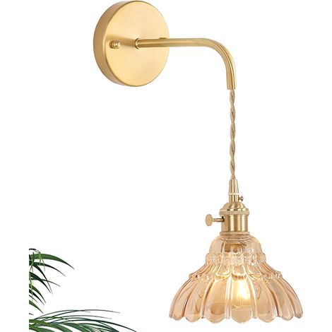 Lampe de Chevet Murale Fleur en Verre - Lumière Chaude LED 4W - Chaîne Ajustable 1.5m - Lampe de chevet,Décoration Intérieure Élégante (1/5)