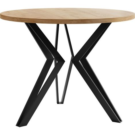 Table basse Dearborn 105, Chêne doré + Noir, 50x0x0cm, Diamètre: 65, Stratifié, Rond (1/3)