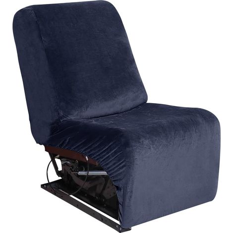 Extra seat cover in soft, stretchy velvet for L-shaped reclining corner sofa (Navy Blue) (1/5)
