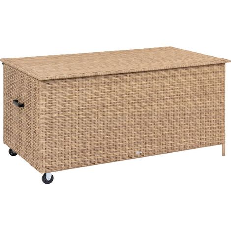 Aufbewahrungsbox BAYANA Savannafarben M - 204 x 97,5 x 111 cm - Epoxidbeschichteter Stahl - Kunststoffrattan