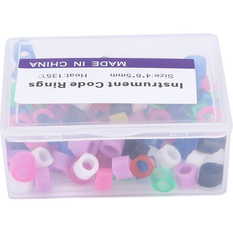 100 anneaux de code couleur dentaire en silicone non toxique, accessoires de marquage pour cabinet, lot mixte multicolore, fournitures dentaires pratiques (1/5)