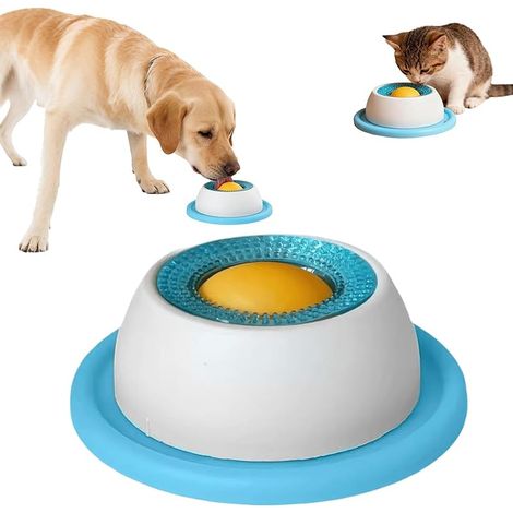 Boule de léchage Chien Bleue, gamelle Anti glouton Petit Chien Interactive. Bol Lent pour friandises liquides, Jouet d'occupation Contre l'ennui. Idéal pour Chiots et Seniors