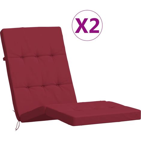 Coussins de chaise longue lot de 2 rouge bordeaux tissu oxford (1/5)