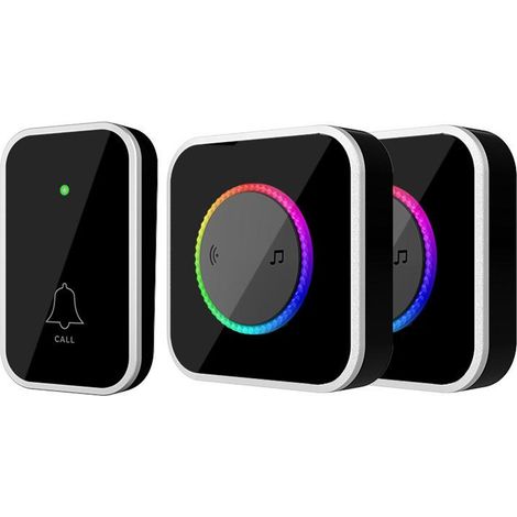 Intelligent Türklingel Funk Set IP44 Sender 2 Empfänger Schwarz (1/5)