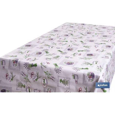 Rouleau de caoutchouc imperméable avec imprimé lavande 140 cm x 25 m en PVC et polypropylène (1/4)