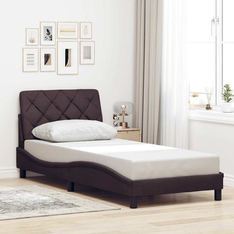 Bettgestell ohne Matratze Dunkelbraun 90x190 cm Stoff (1/5)