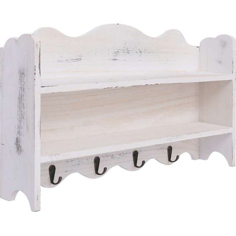 Porte-manteau mural Portant vêtement Blanc 50x10x30 cm Bois 68235 (1/5)