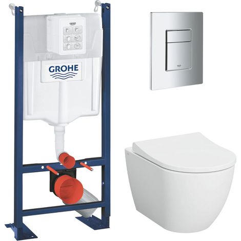 Grohe Pack bâti support+WC sans bride + Abattant avec frein de chute+Plaque de commande (ProjectS60-1) (1/5)