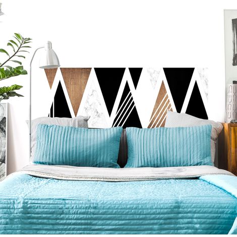 Sticker tête de lit, graphique bois et marbre pour chambre design, 60 cm X 160 cm (1/5)