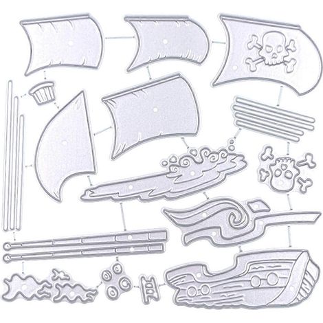 Matrices de découpe en métal pour bateau pirate, pochoir, scrapbooking, gaufrage, cartes, albums, décoration et loisirs créatifs. (1/5)