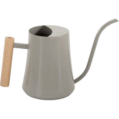 Arrosoir avec bec long 1L en acier inoxydable pour plantes d'intérieur, manche en bois pour maison, jardin, fleur, gris (1/5)
