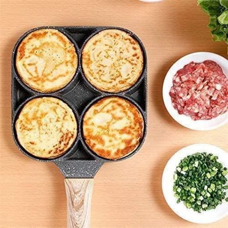 Poêle À Omelette - Poêle À Crêpes À Quatre Trous - Pour Cuisinière À Gaz - Aluminium Avec Revêtement Antiadhésif - 1 Pièce (1/4)
