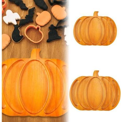 1 Plateau en bois forme citrouille, accessoire décoration Halloween, planche à fromage pour apéritif et snacks (1/5)