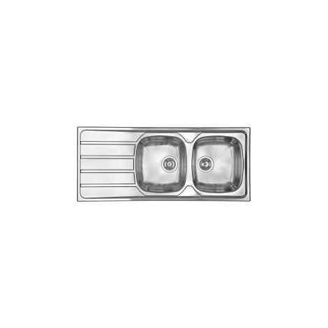 CM 015447DCSSX Universal Lavello ad incasso 2 vasche con gocciolatoio reversibile Acciaio inox (116x50x16 cm) colore Acciaio inox (1/5)