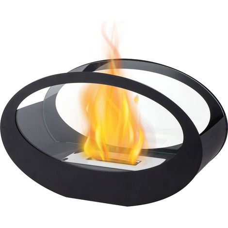 Mini cheminée de table, cadre ovale en métal, portable et résistante au vent, convient aux tables à manger, terrasses, salons, etc. (1/5)