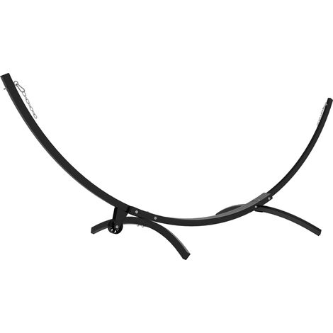 Hängemattengestell auf Rollen, aus robustem Stahl, Tragkraft 150 kg, mit Ketten und Haken, Maße 337 x 118 x 118 cm, Farbe: Schwarz