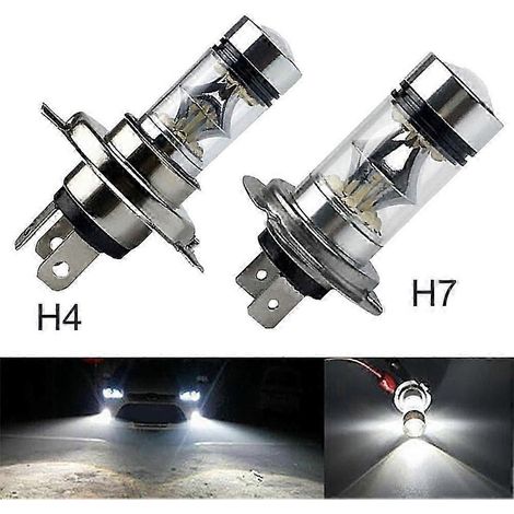 Ampoule LED H4 H7 100 W ultra-lumineuse avec 20 LED SMD pour feux de jour et antibrouillards de voiture, installation facile, éclairage direct de la lumière du jour. (1/5)