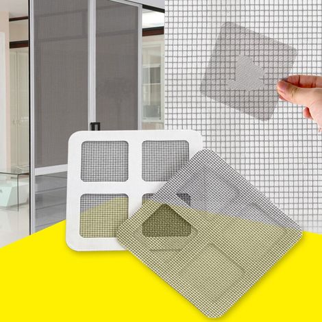 Moustiquaire Adhésive - 10 cm x 10 cm - Pour Fenêtre et Porte - Réparation de Filet Anti-Insectes - 3 Pièces (1/5)