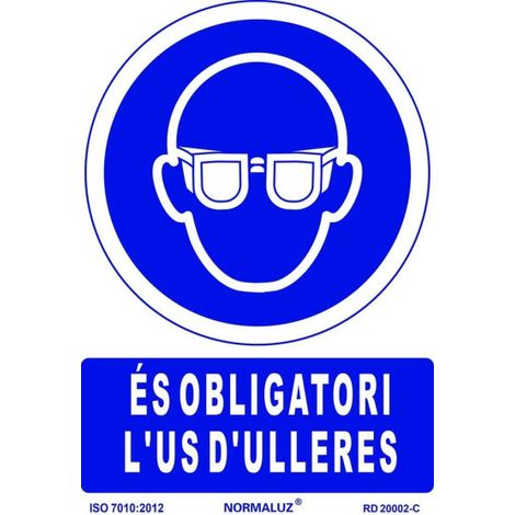 Señal de obligación en Catalán "És Obligatori L´Ús D´Ulleres" SEKURECO