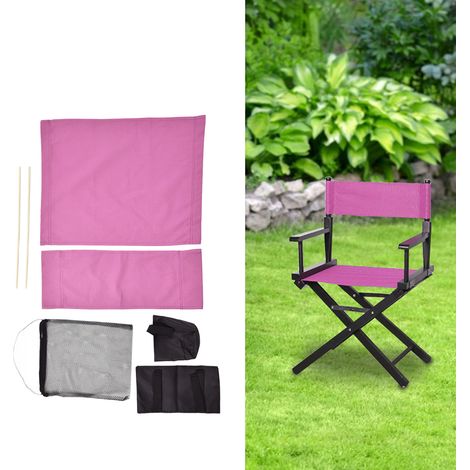 Housse de remplacement pour chaise directeur avec sac de rangement et siège en toile Rose rouge Toile + bois 52x41cm siège, 16x52cm dossier Kit complet (1/5)