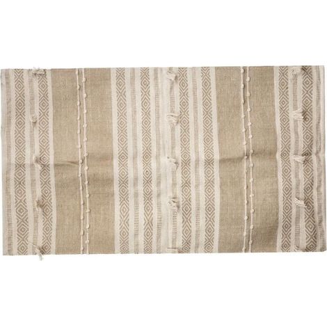 Tapis Déco en Jute "3D Pompons" 90x150cm Ivoire (1/3)
