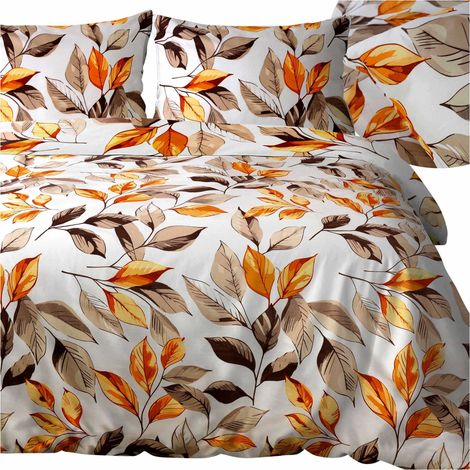 Set di biancheria da letto 200x220 in raso 100% cotone con motivo a foglie, esclusivo. (1/5)