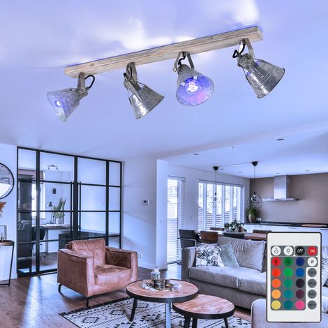RETRO Decken Lampe Wohn Zimmer Spot Leuchte verstellbar DIMMBAR im Set inkl. RGB LED Leuchtmittel